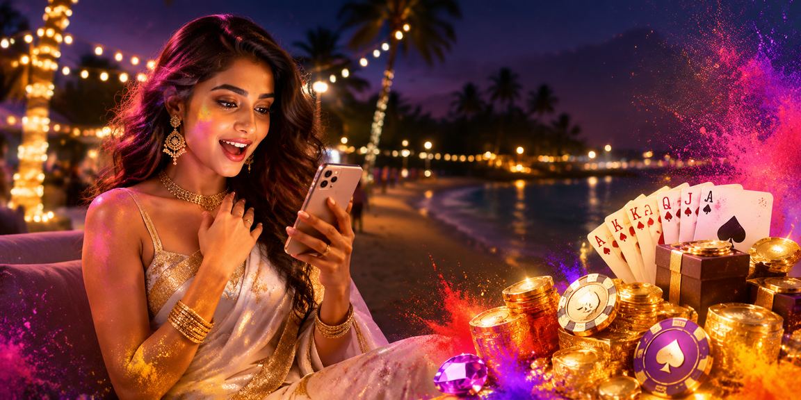 Indian woman playing Teen Patti on mobile