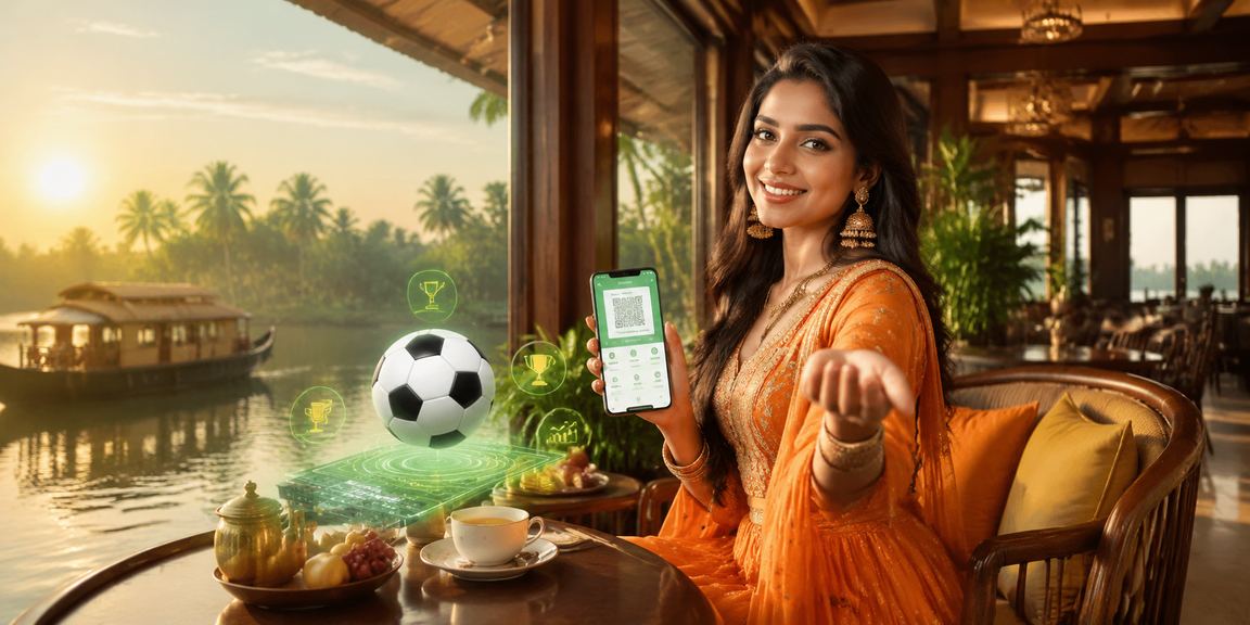 Indian model using mobile phone for football betting in Kerala backwaters setting