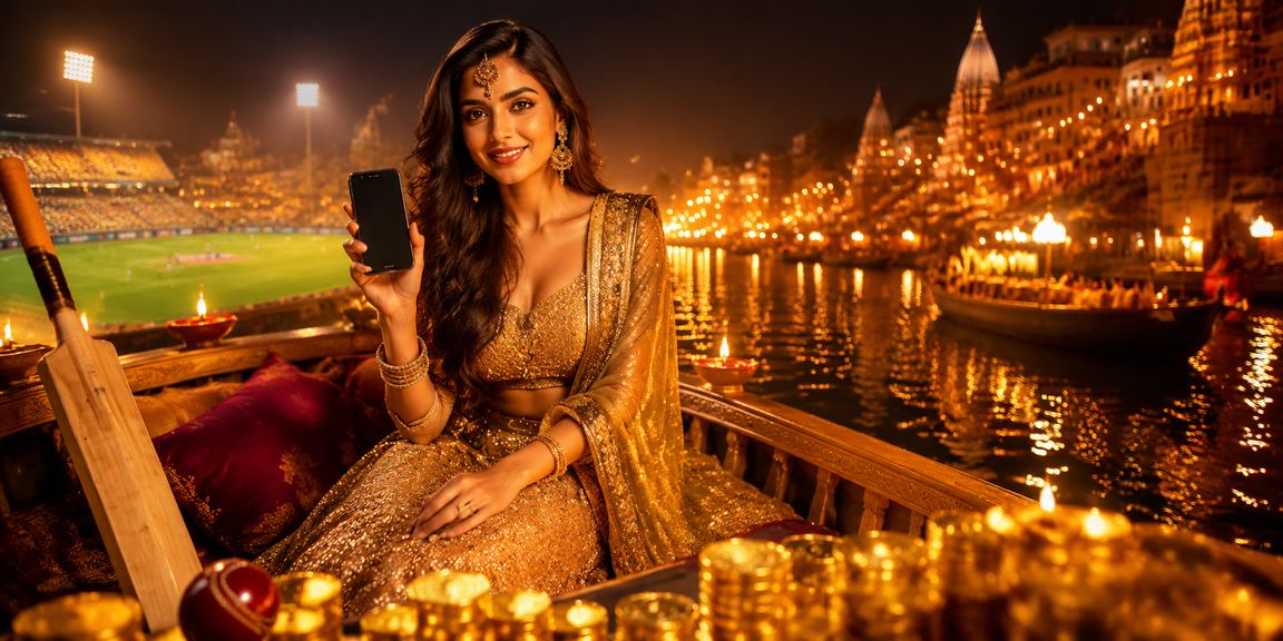 Varanasi ghats with cricket betting and Bollywood posters
